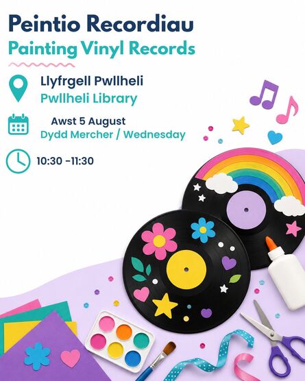 
          Sesiwn Crefftau - Peintio Record Finyl / Vinyl Record Painting
        