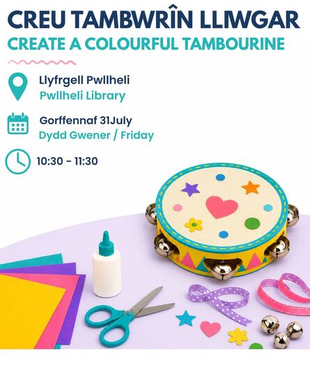 
          Sesiwn Crefftau - Creu tambwrin lliwgar / Craft session - Create a colourful tambourine
        