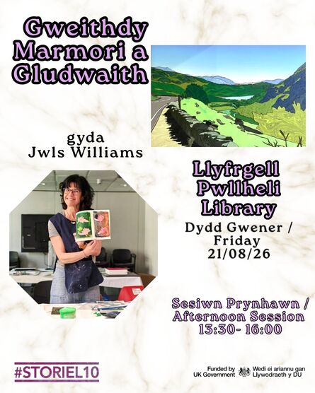 
          Gweithdy Marmori a gludwaith gyda Jwls Williams / Marbling and Collage Workshop with Jwls Williams
        